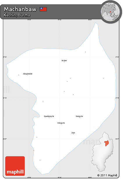 Silver Style Simple Map of Machanbaw, single color outside