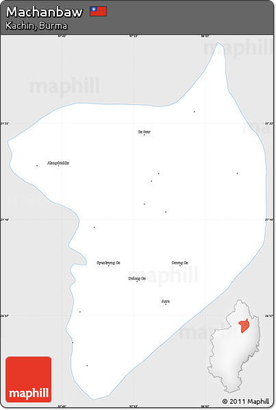 Silver Style Simple Map of Machanbaw, single color outside