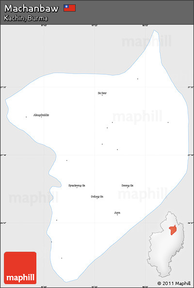 Silver Style Simple Map of Machanbaw, single color outside