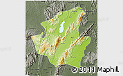 Physical 3D Map of Mohnyin, darken, semi-desaturated