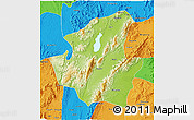 Physical 3D Map of Mohnyin, political outside