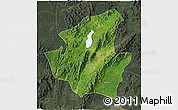 Satellite 3D Map of Mohnyin, darken, semi-desaturated