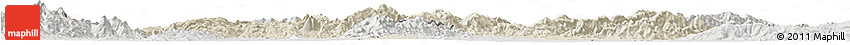 Shaded Relief Horizon Map of Mohnyin, lighten, semi-desaturated