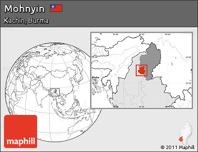 Blank Location Map of Mohnyin, highlighted country, highlighted parent region