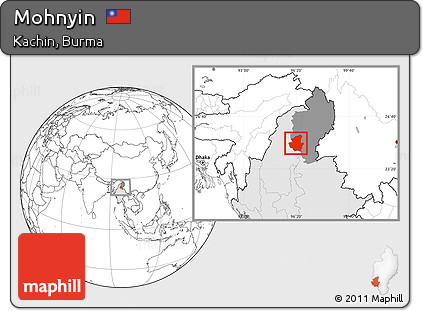Blank Location Map of Mohnyin, highlighted country, highlighted parent region