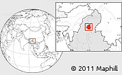 Blank Location Map of Mohnyin, highlighted country