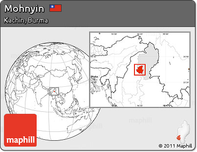 Blank Location Map of Mohnyin, highlighted parent region
