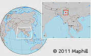 Gray Location Map of Mohnyin, within the entire country