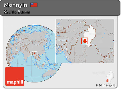 Gray Location Map of Mohnyin, highlighted parent region