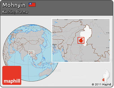 Gray Location Map of Mohnyin, highlighted parent region