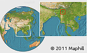 Satellite Location Map of Mohnyin, within the entire country