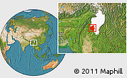 Satellite Location Map of Mohnyin, highlighted parent region