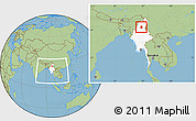 Savanna Style Location Map of Mohnyin, highlighted country, within the entire country