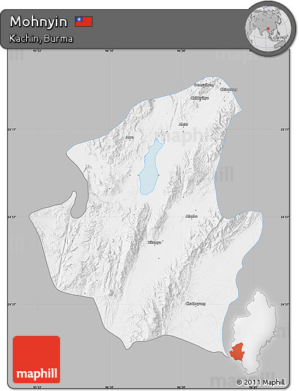 Gray Map of Mohnyin, single color outside