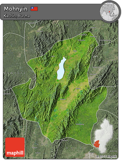 Satellite Map of Mohnyin, semi-desaturated