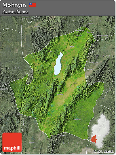 Satellite Map of Mohnyin, semi-desaturated