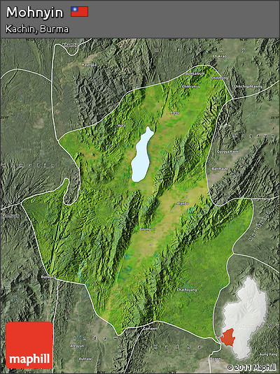 Satellite Map of Mohnyin, semi-desaturated