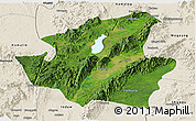 Satellite Panoramic Map of Mohnyin, shaded relief outside