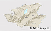 Shaded Relief Panoramic Map of Mohnyin, single color outside