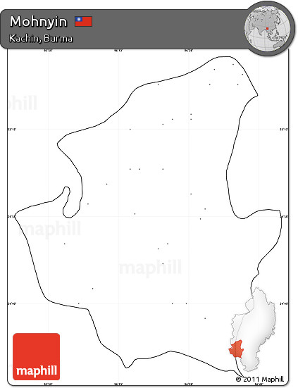 Blank Simple Map of Mohnyin, cropped outside, no labels