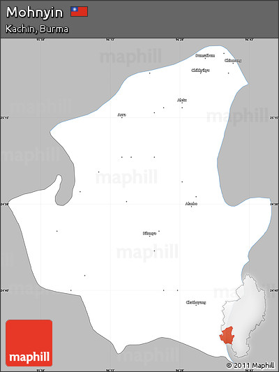 Gray Simple Map of Mohnyin, single color outside