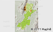 Physical 3D Map of Myitkyina, lighten, semi-desaturated