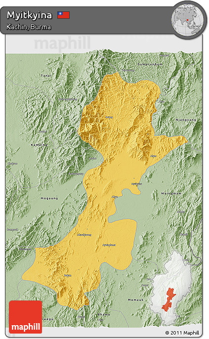 Savanna Style 3D Map of Myitkyina