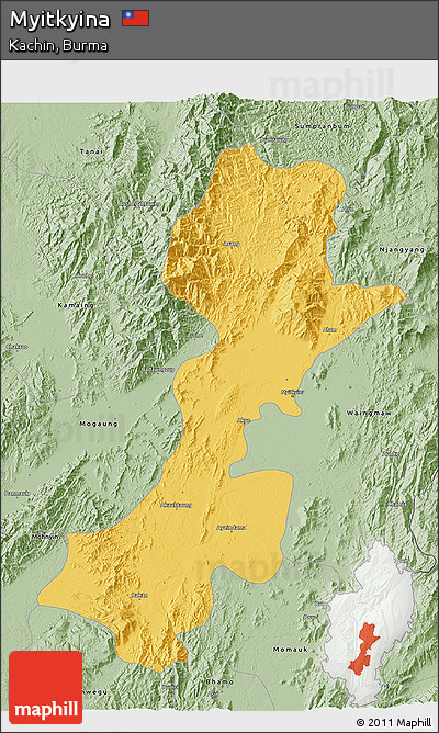 Savanna Style 3D Map of Myitkyina