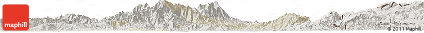 Shaded Relief Horizon Map of Myitkyina, semi-desaturated
