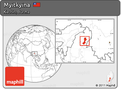 Blank Location Map of Myitkyina