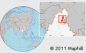 Gray Location Map of Myitkyina, highlighted country