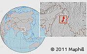Gray Location Map of Myitkyina, hill shading