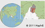 Savanna Style Location Map of Myitkyina, highlighted country, highlighted parent region