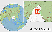 Savanna Style Location Map of Myitkyina, highlighted country