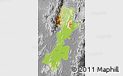 Physical Map of Myitkyina, desaturated