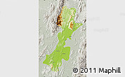 Physical Map of Myitkyina, lighten, semi-desaturated