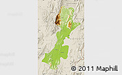 Physical Map of Myitkyina, shaded relief outside