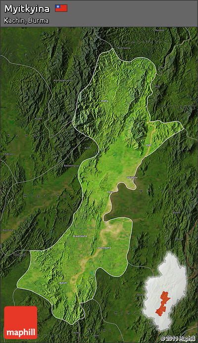 Satellite Map of Myitkyina, darken