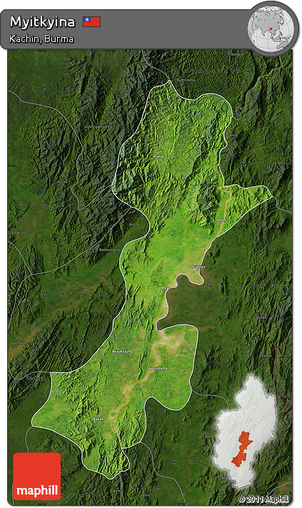 Satellite Map of Myitkyina, darken