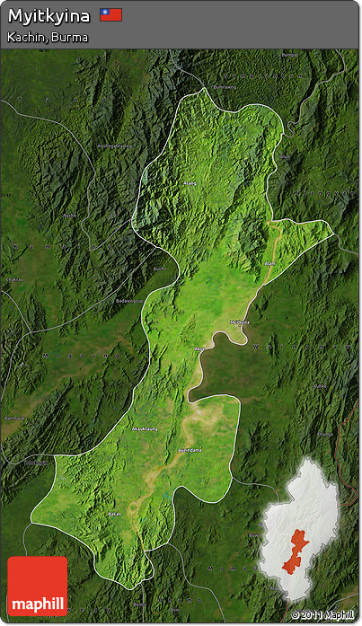 Satellite Map of Myitkyina, darken
