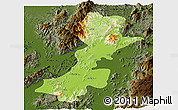 Physical Panoramic Map of Myitkyina, darken
