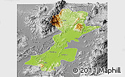 Physical Panoramic Map of Myitkyina, desaturated