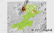 Physical Panoramic Map of Myitkyina, lighten, desaturated