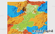 Physical Panoramic Map of Myitkyina, political outside