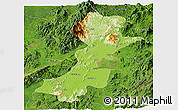 Physical Panoramic Map of Myitkyina, satellite outside