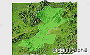 Political Panoramic Map of Myitkyina, satellite outside