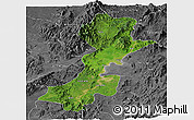 Satellite Panoramic Map of Myitkyina, desaturated