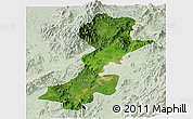 Satellite Panoramic Map of Myitkyina, lighten