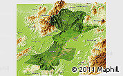 Satellite Panoramic Map of Myitkyina, physical outside