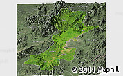 Satellite Panoramic Map of Myitkyina, semi-desaturated